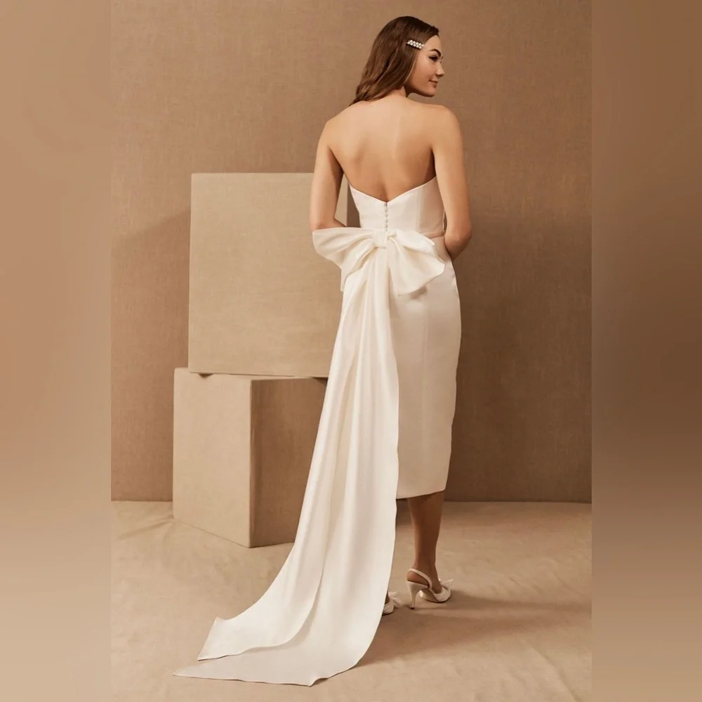 ANTHROPOLOGIE BHLDN AMSALE WILLOW BOW DRESS - SHORTENED - Picture 6 of 8